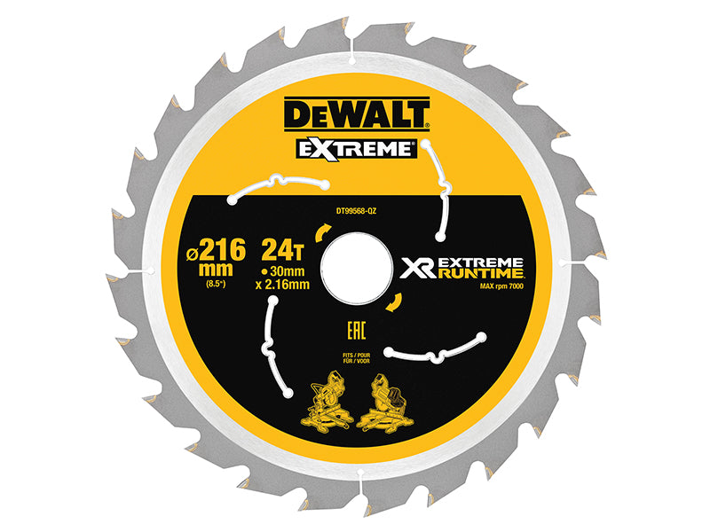 DEWALT XR FlexVolt Circular Saw Blade 216 x 30mm x 24T DEWDT99568QZ