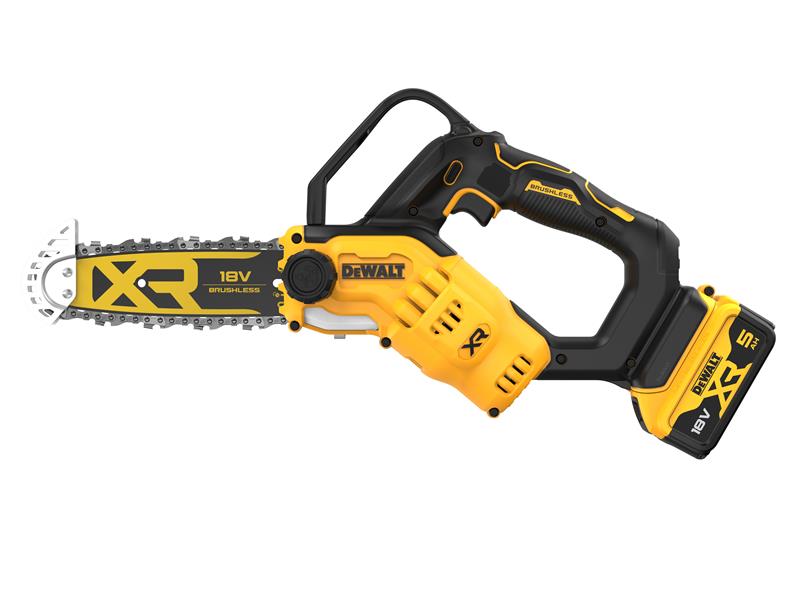 DEWALT XR Pruning Chain Saw 18V 1 x 5.0Ah Li-ion Bar Length 20cm DEWMPS520P1