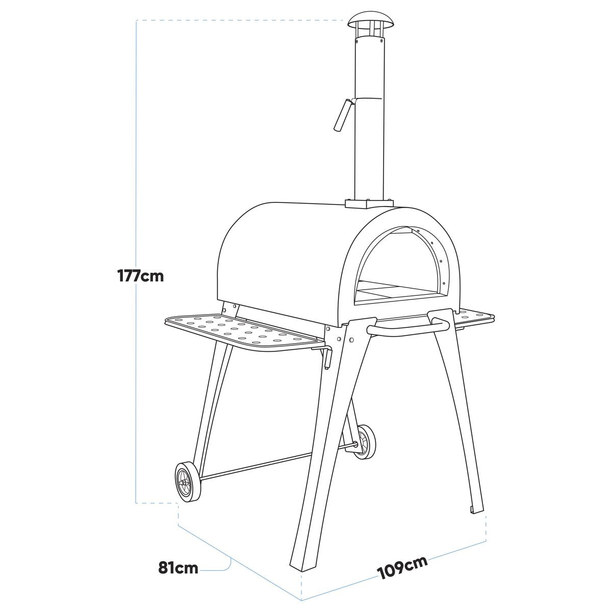 Dellonda Large Outdoor Wood Fired Pizza Oven Smoker Shelves & Stand DG103 DG103