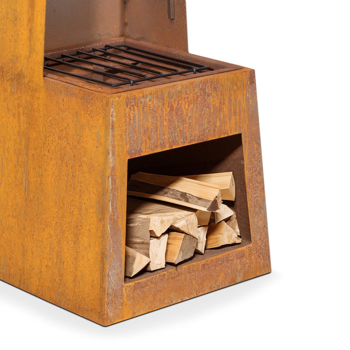 Sealey Dellonda Outdoor Chiminea Fireplace Heater Firewood Storage - Corten Steel DG108