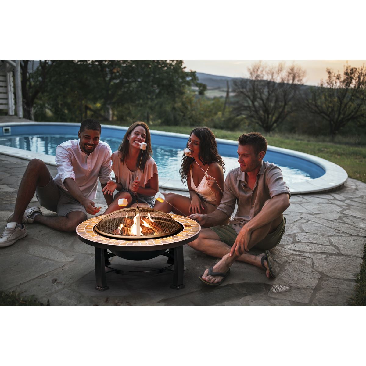 Sealey Dellonda 30" Deluxe Traditional Style Fire Pit/Fireplace/Outdoor Heater - Slate DG111