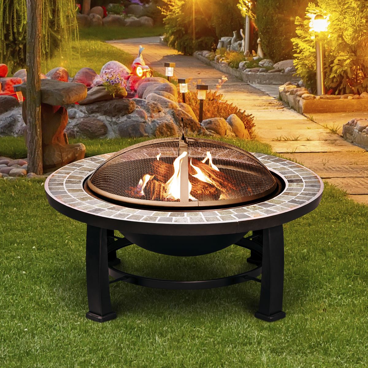 Sealey Dellonda 30" Deluxe Traditional Style Fire Pit/Fireplace/Outdoor Heater - Slate DG111