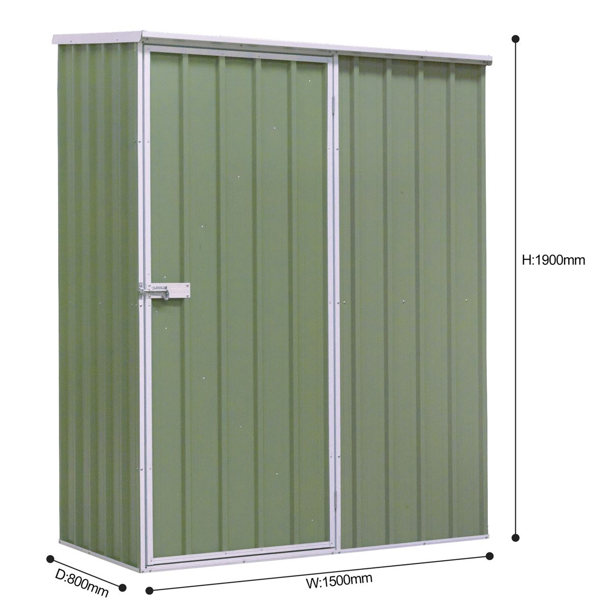 Sealey Garden Outdoor Storage Shed 1.5 x 0.8 x 1.9m Pent Style Roof Green DG113