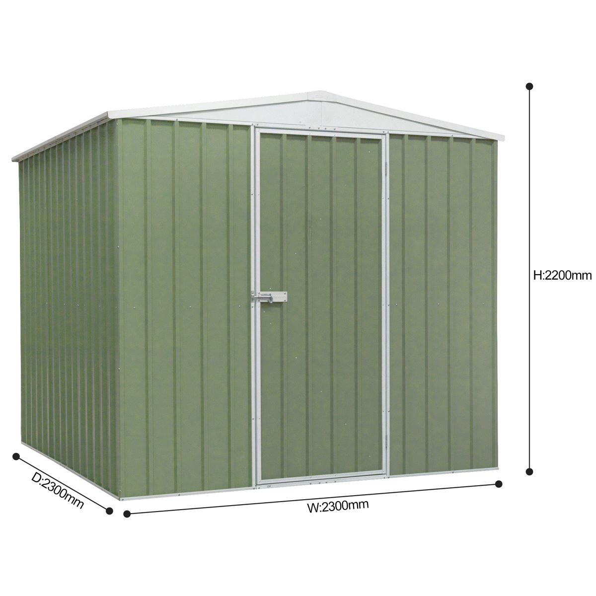 Sealey Garden Outdoor Storage Shed, 7.5FT x 7.5FT Apex Style Roof Green DG115