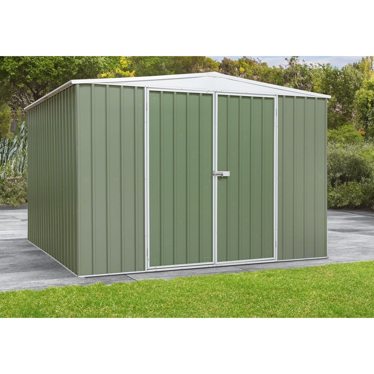 Sealey Galvanised Storage Shed 10FT x 10FT Apex Style Roof Green DG116