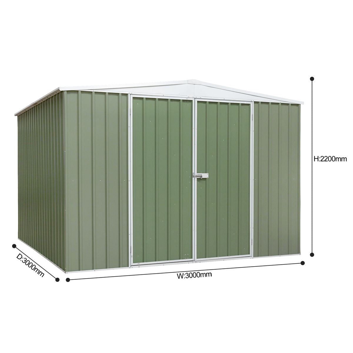 Sealey Galvanised Storage Shed 10FT x 10FT Apex Style Roof Green DG116