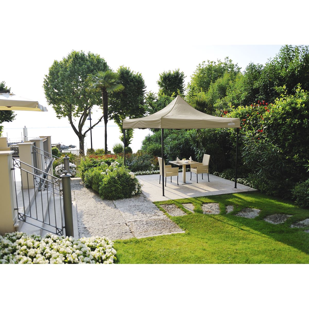 Dellonda Premium 2x2m Pop Up Gazebo Heavy Duty PVC Water Resistant Beige DG126