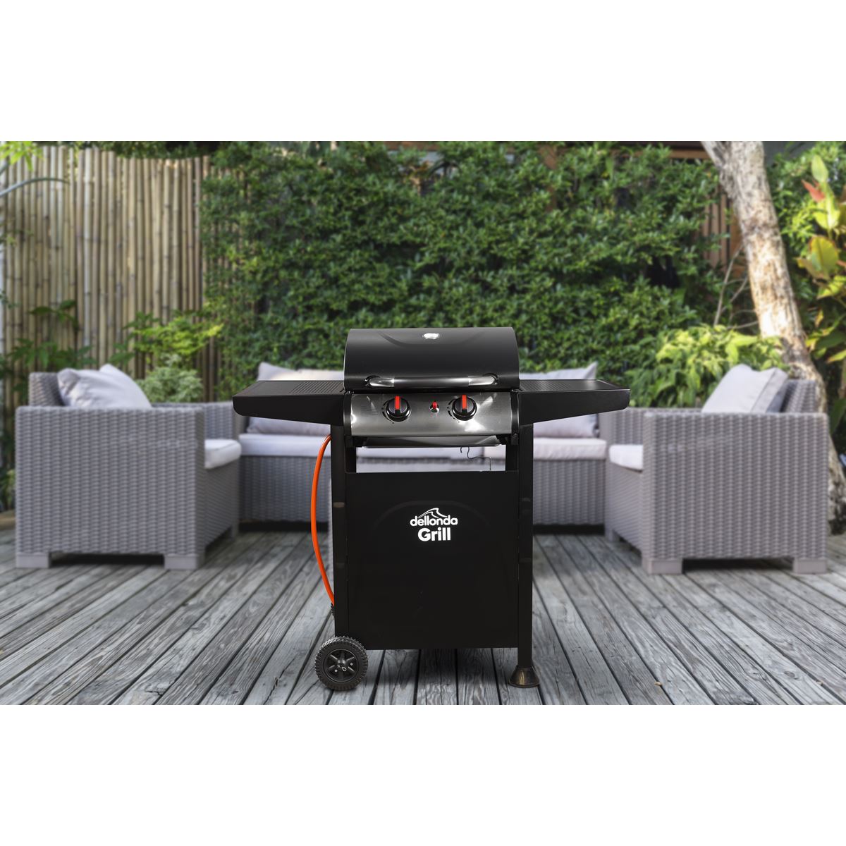 Sealey Dellonda 2 Burner Gas BBQ Grill With Ignition Black Stainless Steel DG13