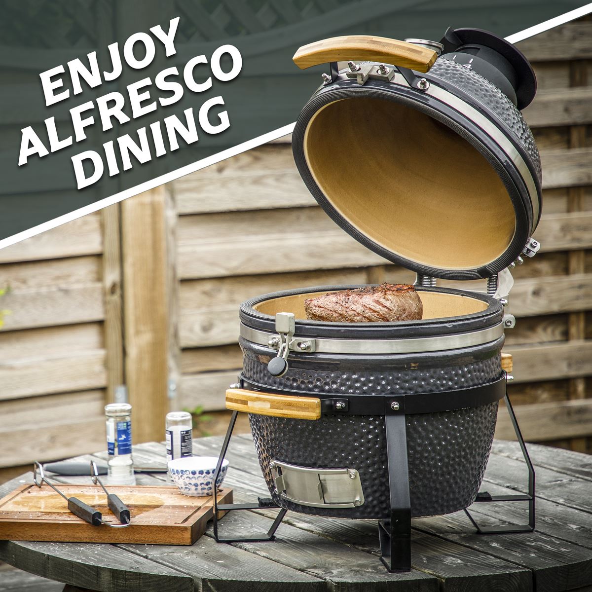 Dellonda Deluxe 16" 40cm Ceramic Kamado Style BBQ Grill Oven Smoker DG158