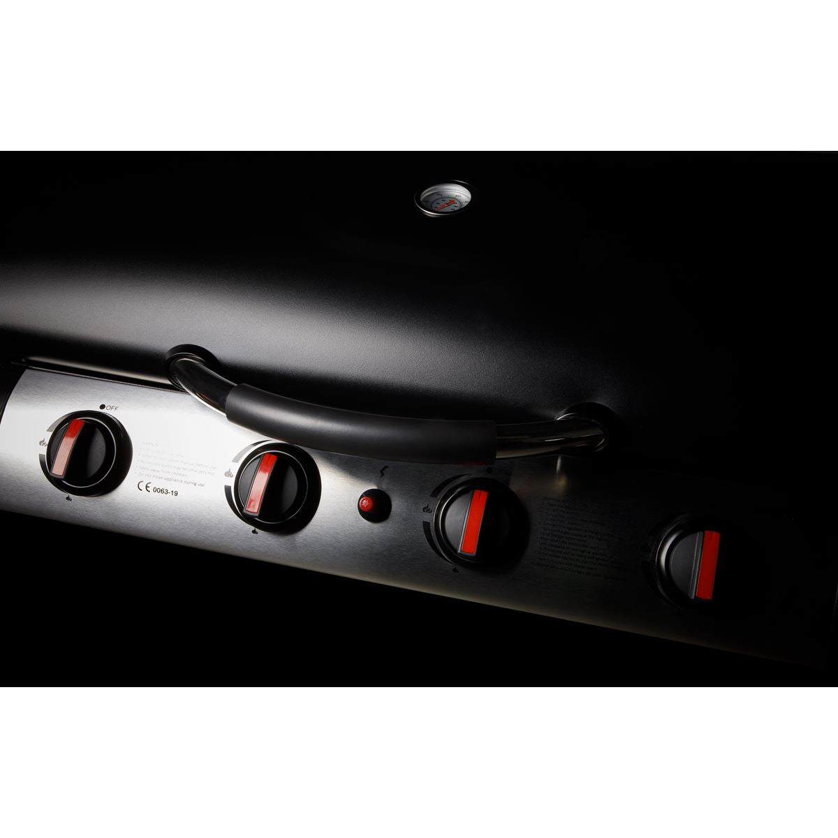 Sealey Dellonda 4 Burner Gas BBQ Grill Ignition Black Stainless Steel DG15