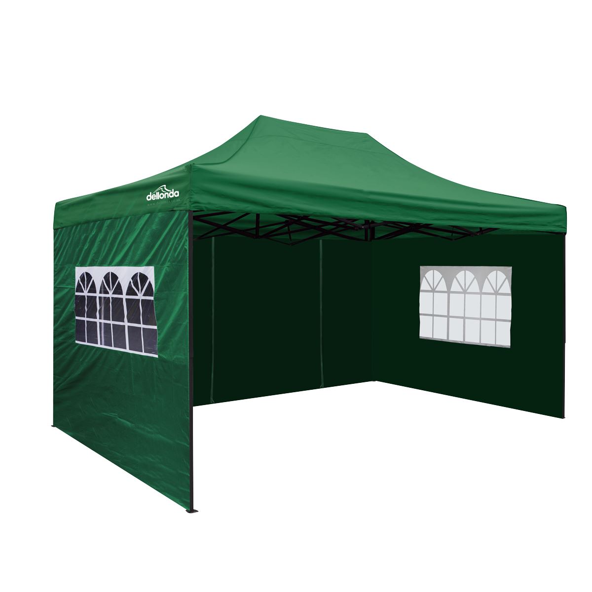Sealey Dellonda Premium 3x4.5m Pop-Up Gazebo & Side Walls, PVC Coated, Water Resistant Fabric with Carry Bag, Rope, Stakes & Weight Bags - Green DG170