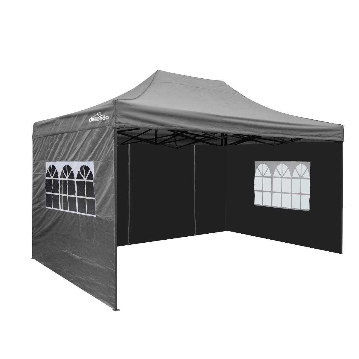 Sealey Dellonda Premium 3x4.5m Pop-Up Gazebo & Side Walls, PVC Coated, Water Resistant Fabric with Carry Bag, Rope, Stakes & Weight Bags - Grey DG171
