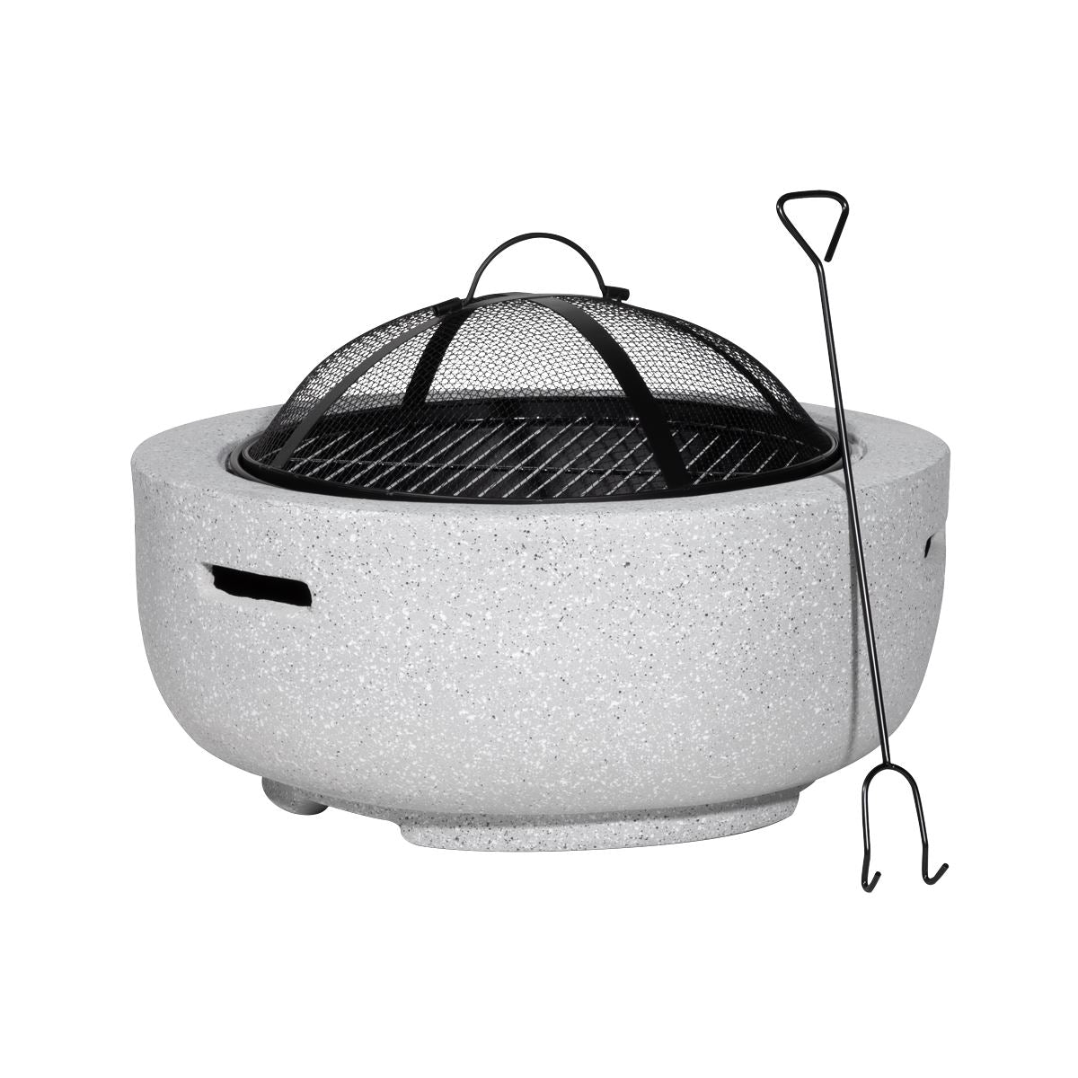 Dellonda Round MgO Fire Pit BBQ Grill 60cm Safety Mesh Screen Light Grey DG188