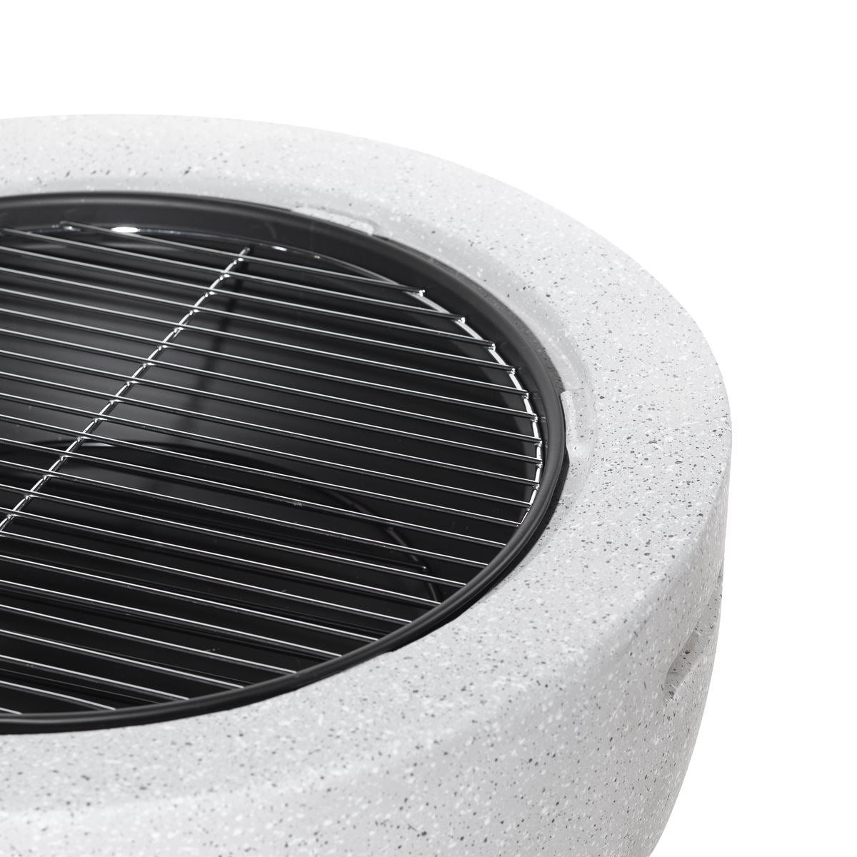 Dellonda Round MgO Fire Pit BBQ Grill 60cm Safety Mesh Screen Light Grey DG188