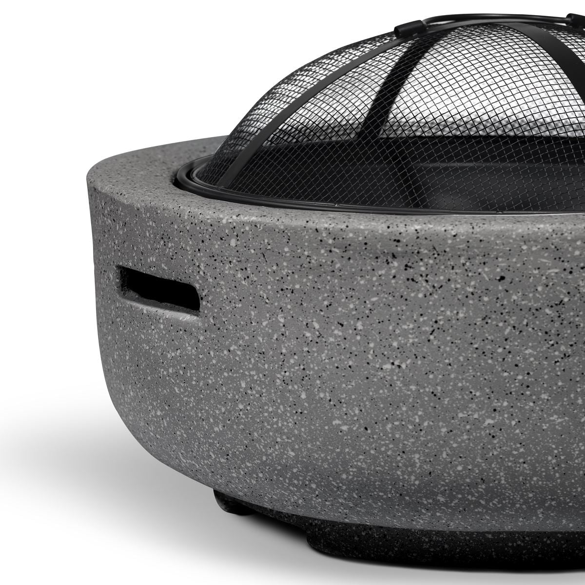Dellonda Round MgO Fire Pit BBQ Grill 60cm Safety Mesh Screen Dark Grey DG189