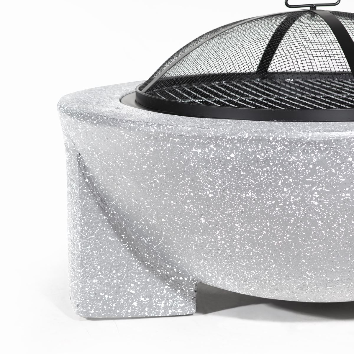 Dellonda Round MgO Fire Pit with BBQ Grill 75cm Mesh Screen Light Grey DG190