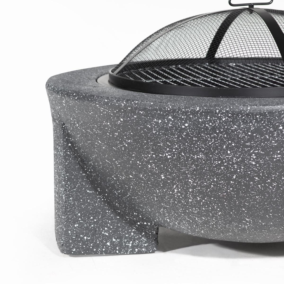 Dellonda Round MgO Fire Pit with BBQ Grill 75cm Mesh Screen Dark Grey DG191