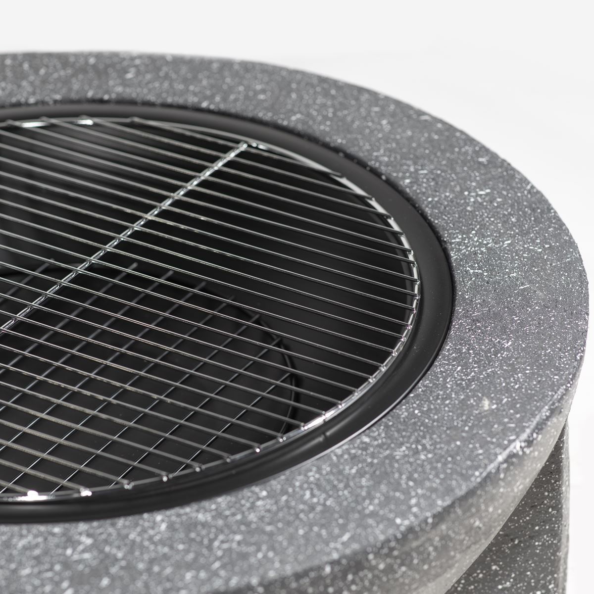Dellonda Round MgO Fire Pit with BBQ Grill 75cm Mesh Screen Dark Grey DG191
