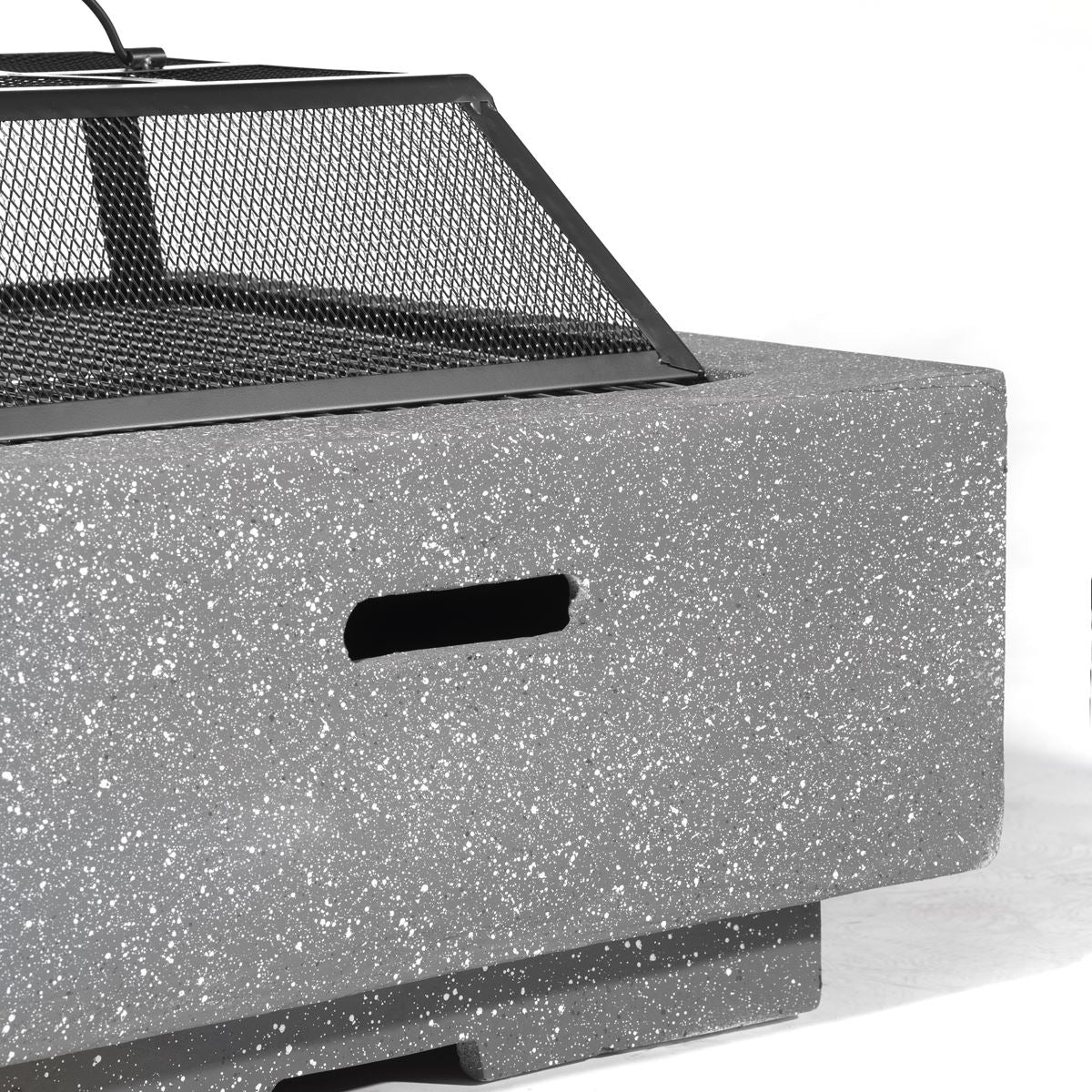 Dellonda Square MgO Fire Pit with BBQ Grill For Wood Charcoal Dark Grey DG193