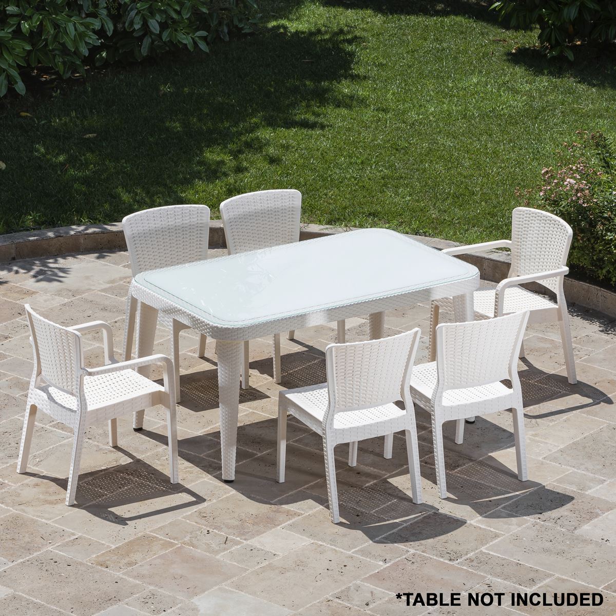 Dellonda Armchair Durable Weather Resistant PP Body Stackable x 6 White DG204