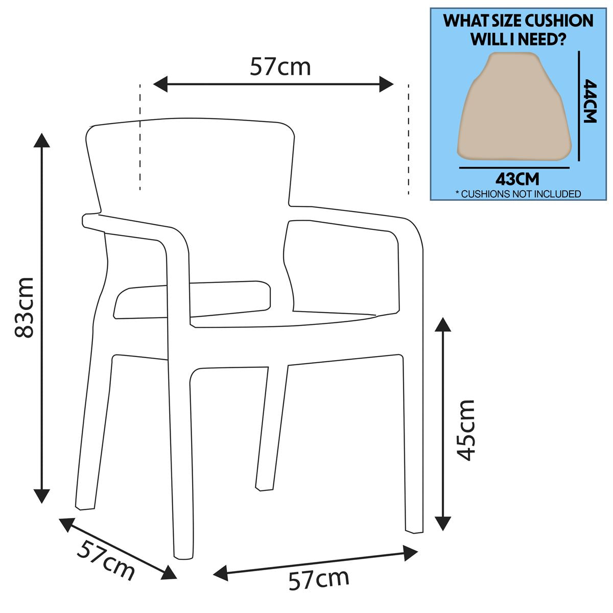 Dellonda Armchair Durable Weather Resistant PP Body Stackable x 6 White DG204