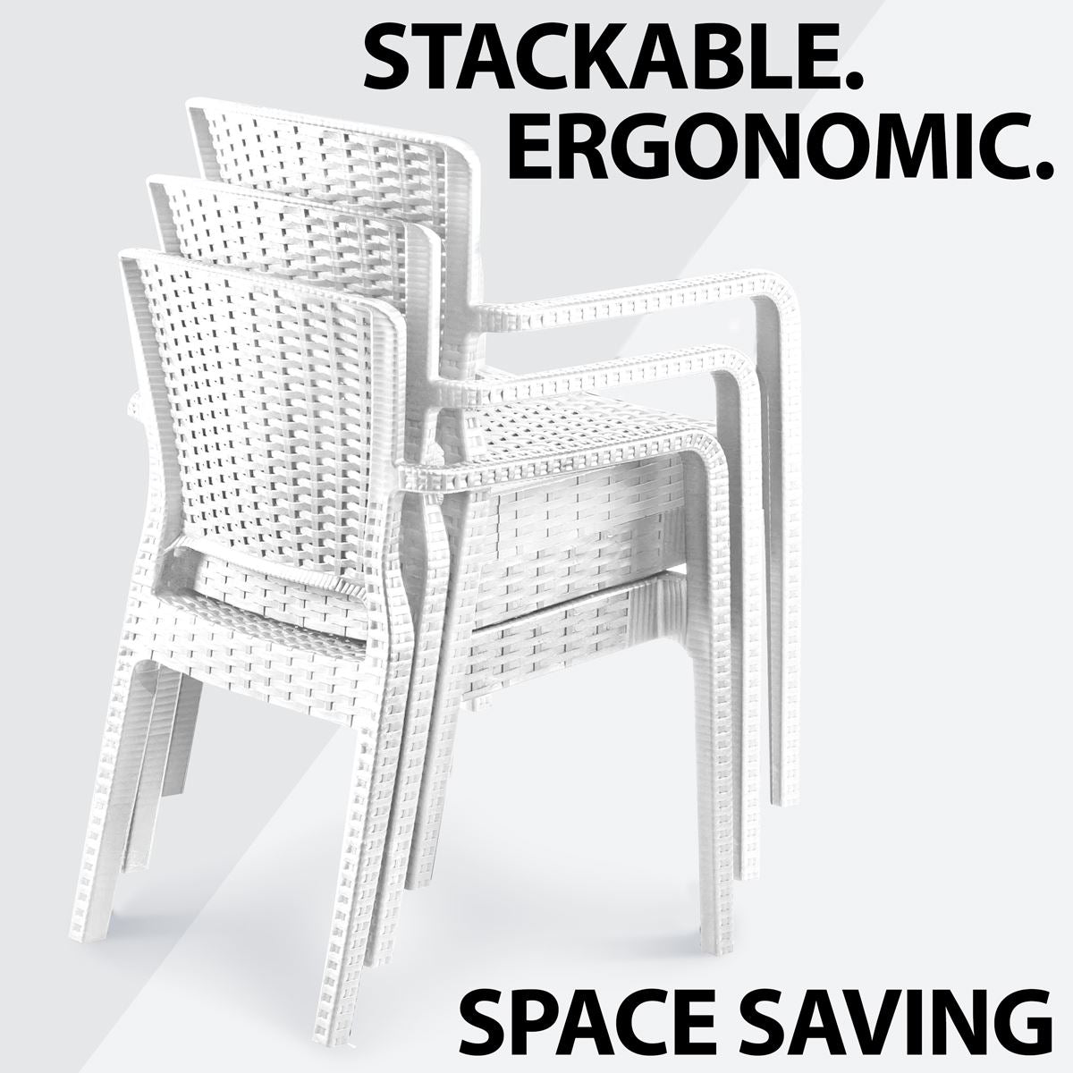 Dellonda Armchair Durable Weather Resistant PP Body Stackable x 6 White DG204