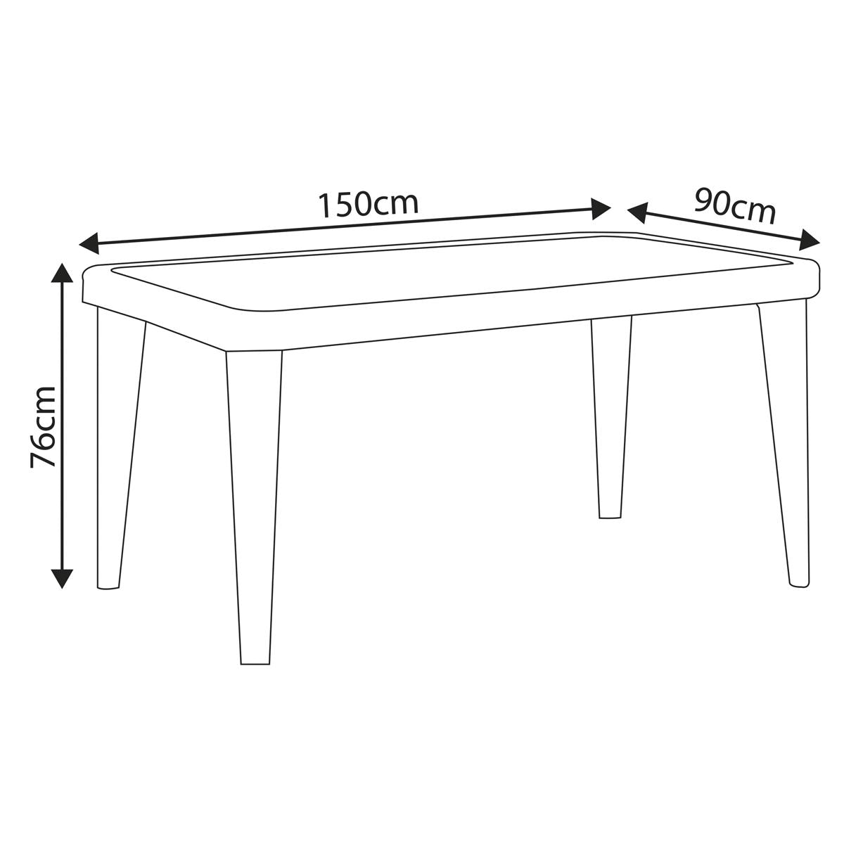 Dellonda Outdoor Dining Table Weather Resistant Body Glass Table 90x150cm DG209