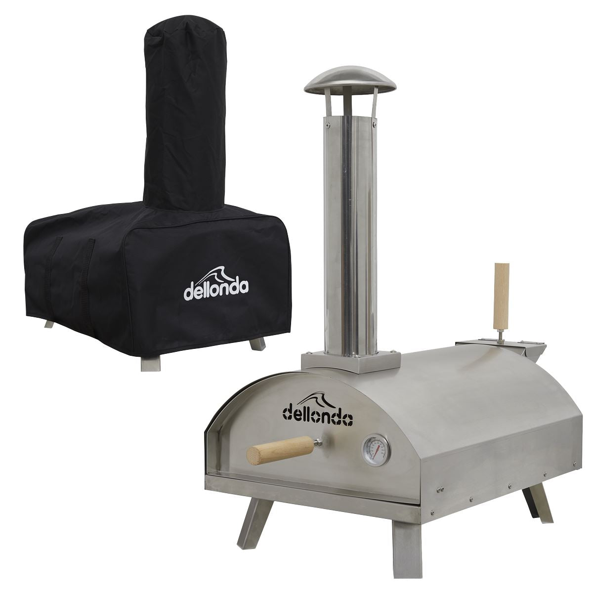 Sealey Dellonda Wood-Fired Pizza Oven, Pizza Peel & Cover 14" - Stainless Steel DG219