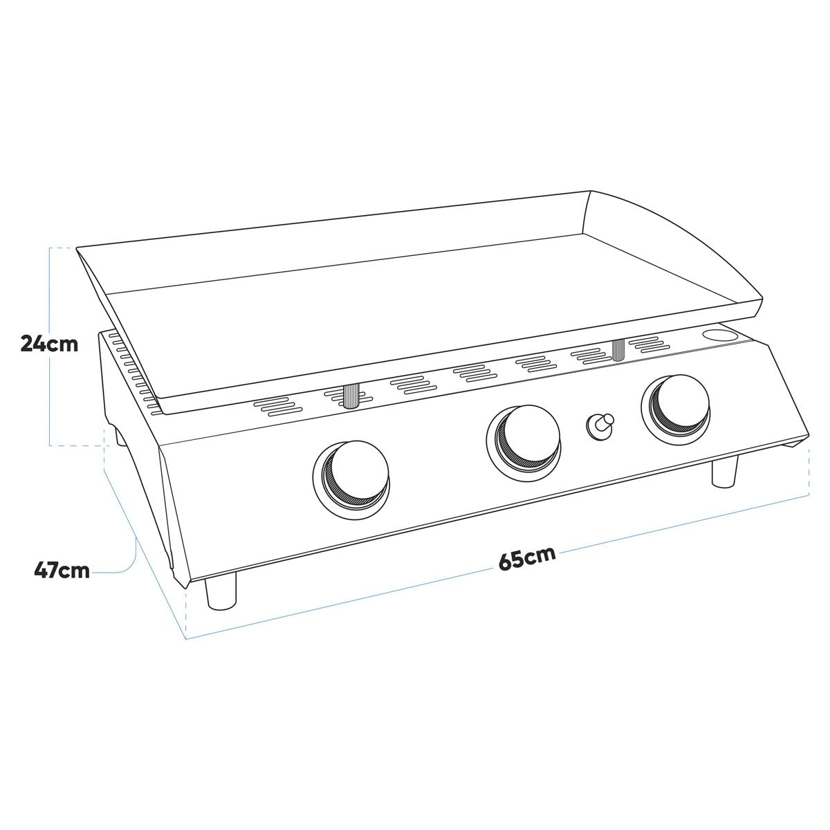 Dellonda 3 Burner Portable Gas Plancha 7.5kW BBQ Griddle Stainless Steel DG22