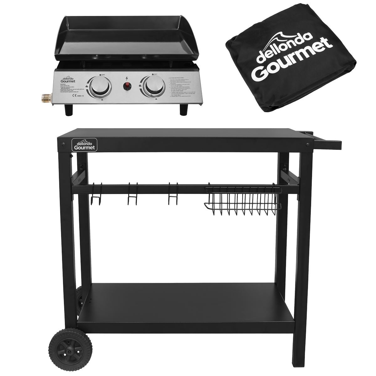 Sealey Dellonda 2 Burner Portable Gas Plancha, Cover & Trolley DG249