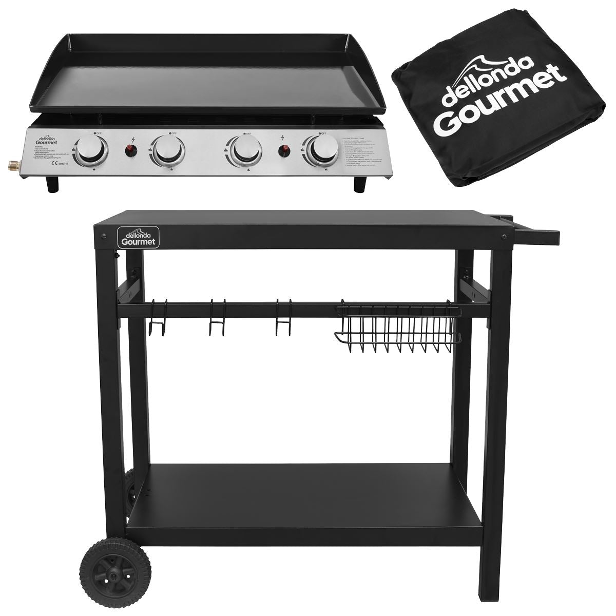 Sealey Dellonda 4 Burner Portable Gas Plancha, Cover & Trolley DG251