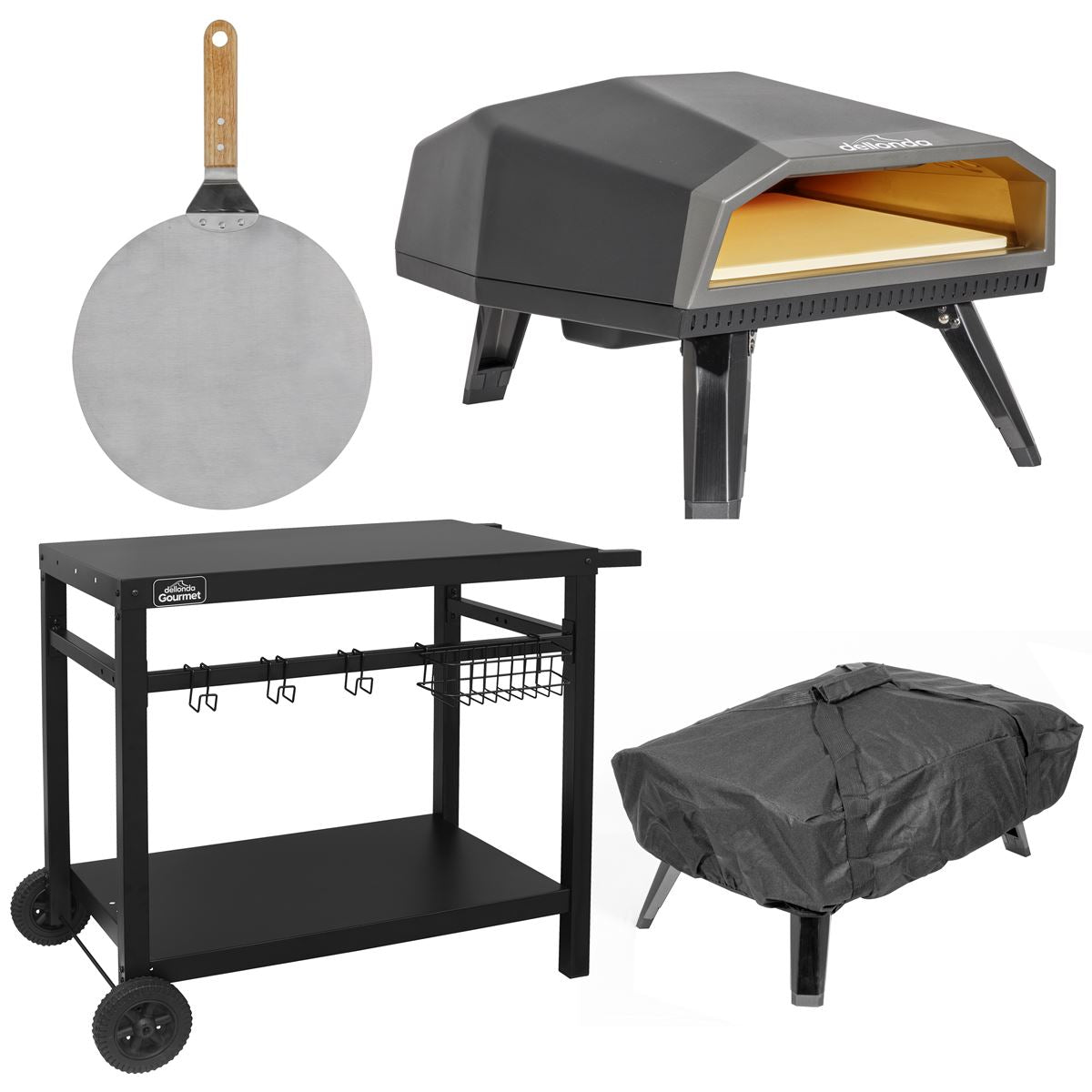Sealey Dellonda Gas Pizza Oven with Water-Resistant Cover/Carry Bag, 12" Pizza Peel & Plancha Trolley DG262