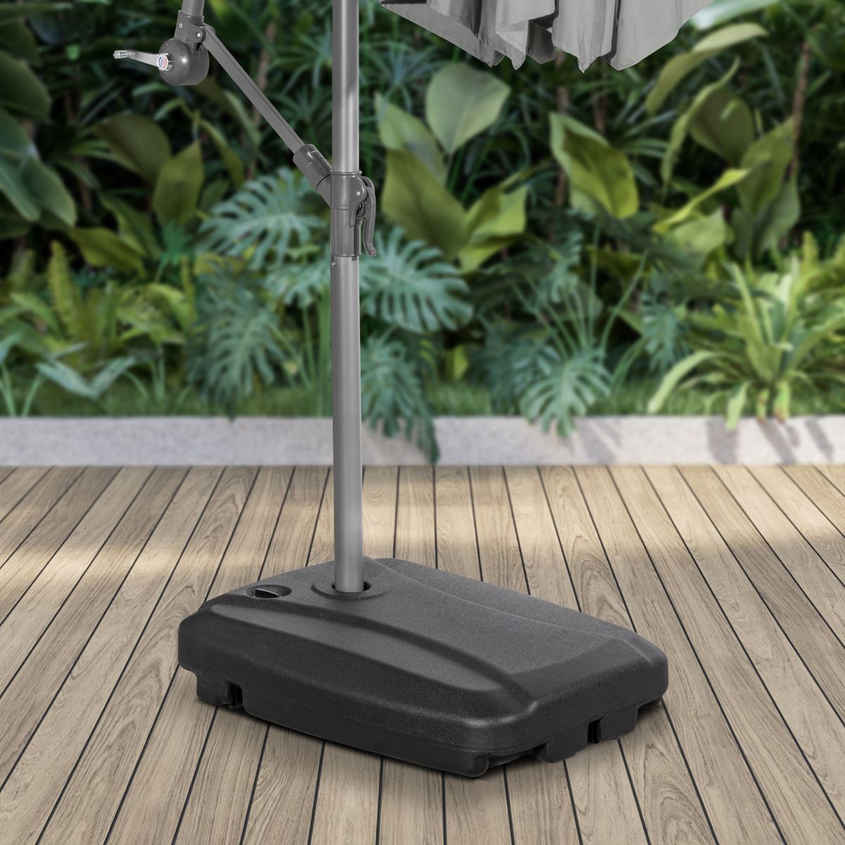 Dellonda 60L Fillable Parasol Base Wheels Cross Base Water Or Sand Filled DG266