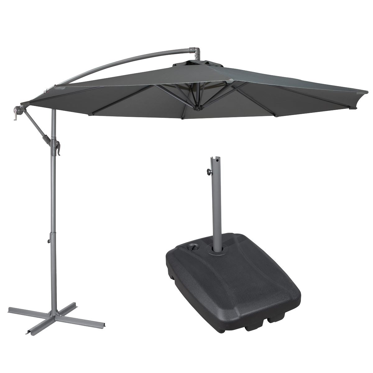 Sealey Dellonda Banana Parasol with Cover & Base 3m - Grey DG270