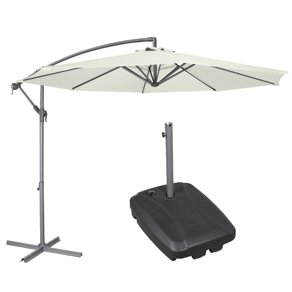 Sealey Dellonda Banana Parasol with Cover & Base 3m - Cream DG271