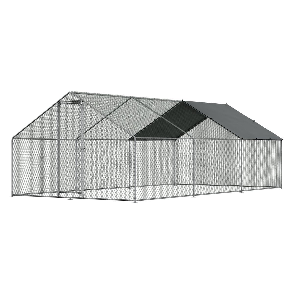 Dellonda Galvanized Steel Chicken Run with Coated Roof Cover 3 x 6 x 2m DG280