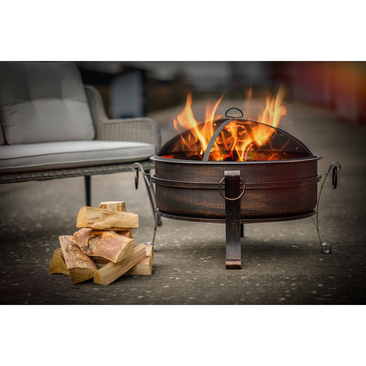 Sealey Dellonda 30" Deluxe 2-in-1 Outdoor Fire Pit & Coffee Table Antique Bronze Effect DG42
