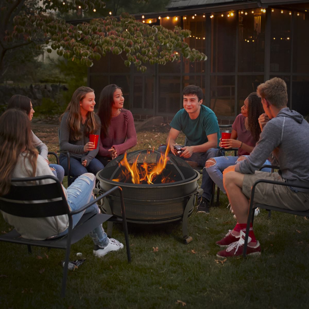 Sealey Dellonda 30" Deluxe 2-in-1 Outdoor Fire Pit & Coffee Table Antique Bronze Effect DG42