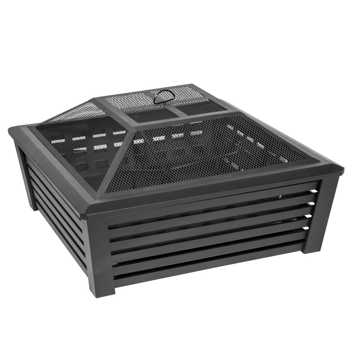 Sealey Dellonda 35" Square Outdoor Fire Pit, Black DG43