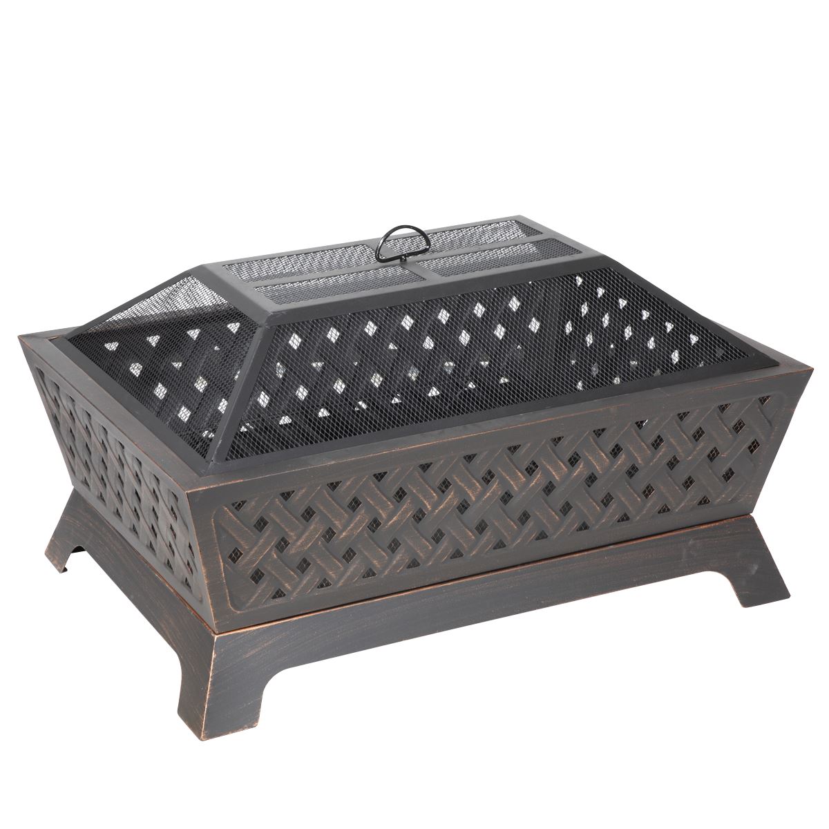 Sealey Dellonda 35" Rectangular Outdoor Fire Pit, Antique Bronze Effect DG44