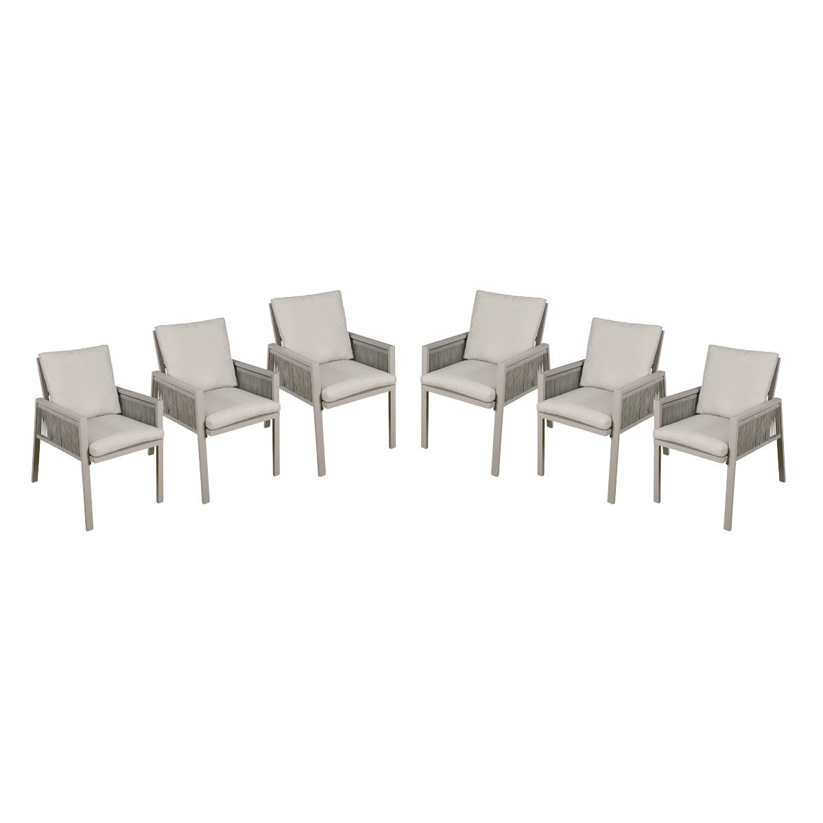 Dellonda Garden Patio Dining Chair with Armrests Set of 6 Light Grey DG49
