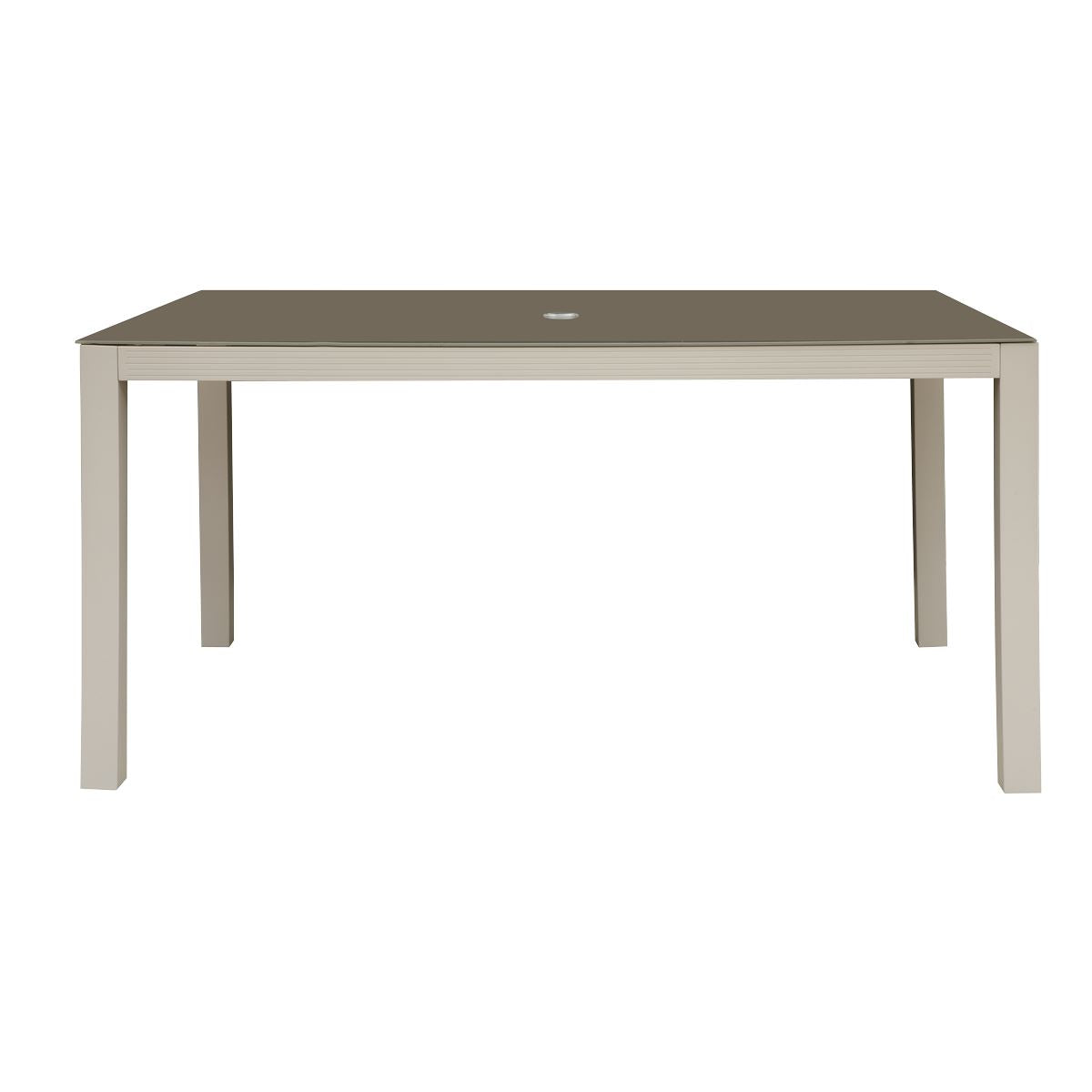 Dellonda Aluminium Glass Garden Dining Table Parasol Hole Light Grey DG51