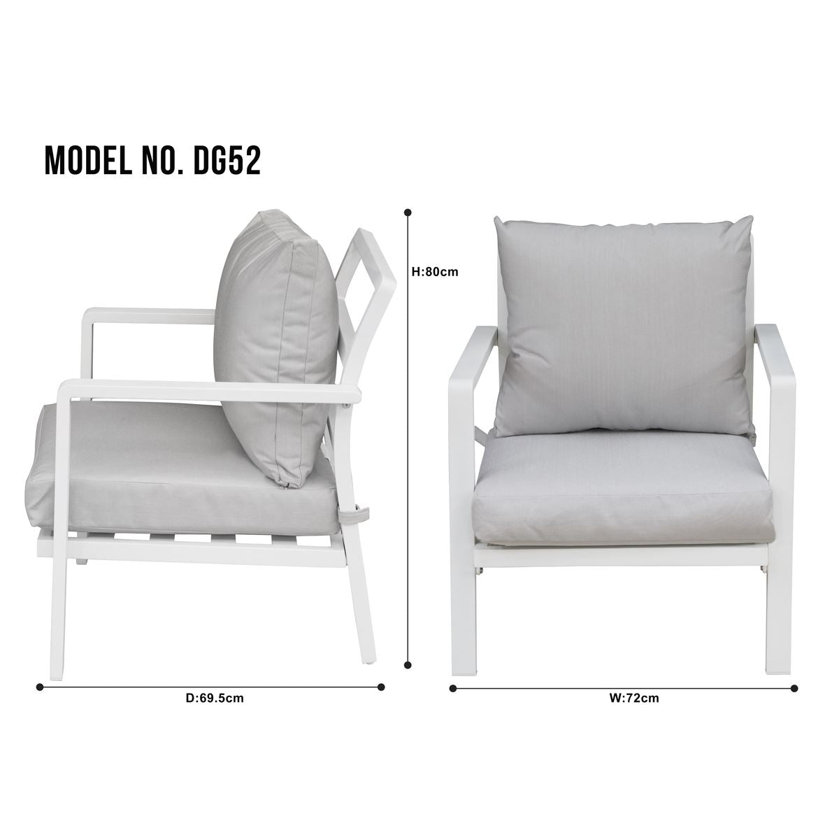 Sealey Dellonda Kyoto 4-Piece Aluminium Outdoor Sofa Arm Chair Coffee TableDG52