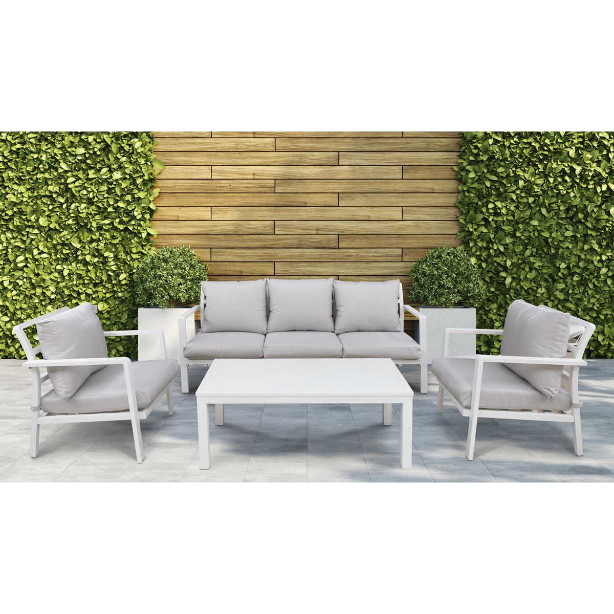 Sealey Dellonda Kyoto 4-Piece Aluminium Outdoor Sofa Arm Chair Coffee TableDG52