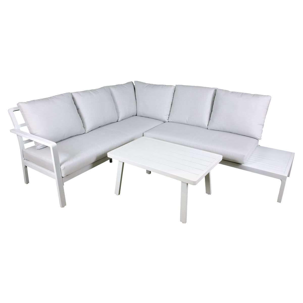 Sealey Dellonda Kyoto White 3 Piece Outdoor Garden Corner Sofa CoffeeTable DG53