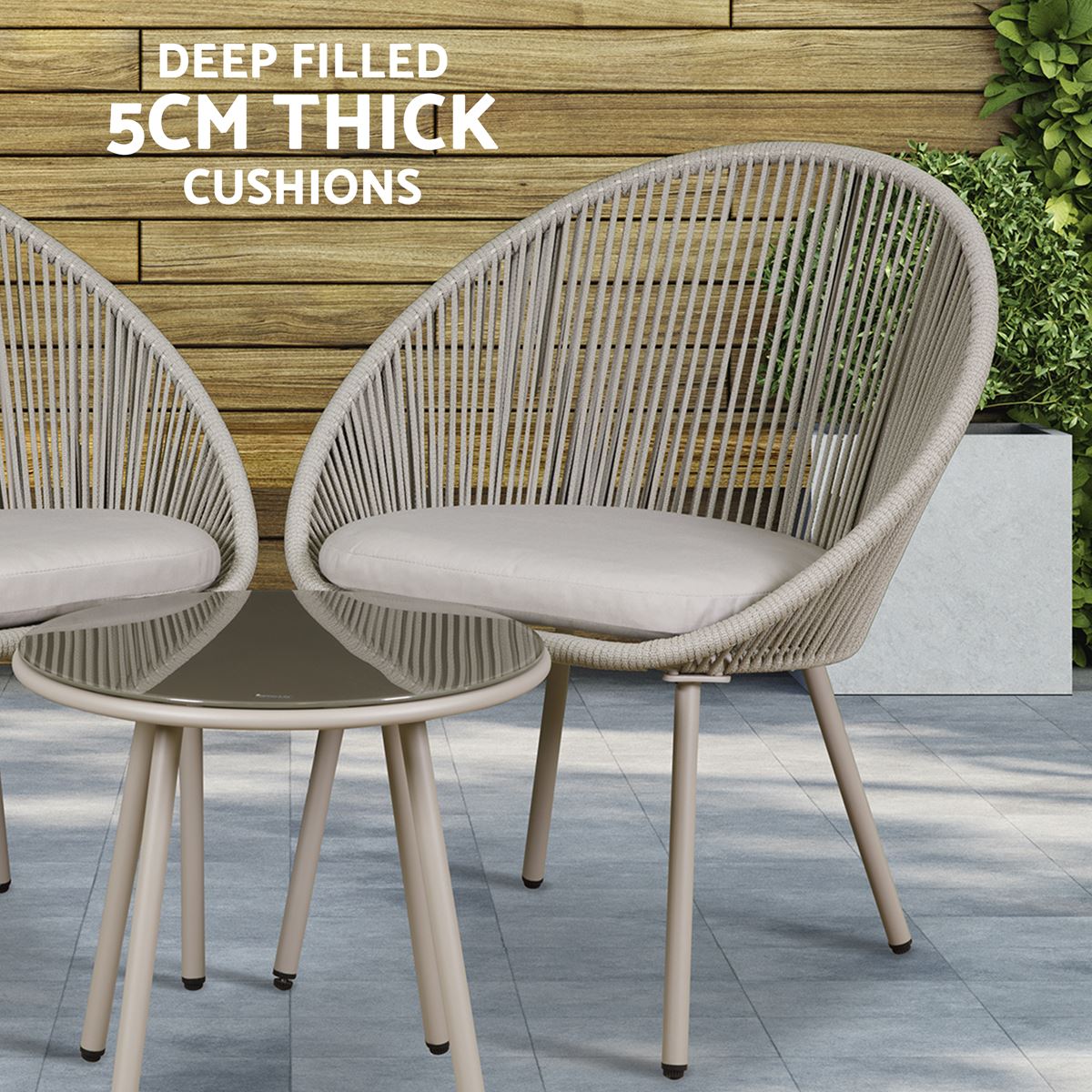 Sealey Dellonda Como 3pc Steel Bistro Set with Tempered Glass Top - DG55 DG55