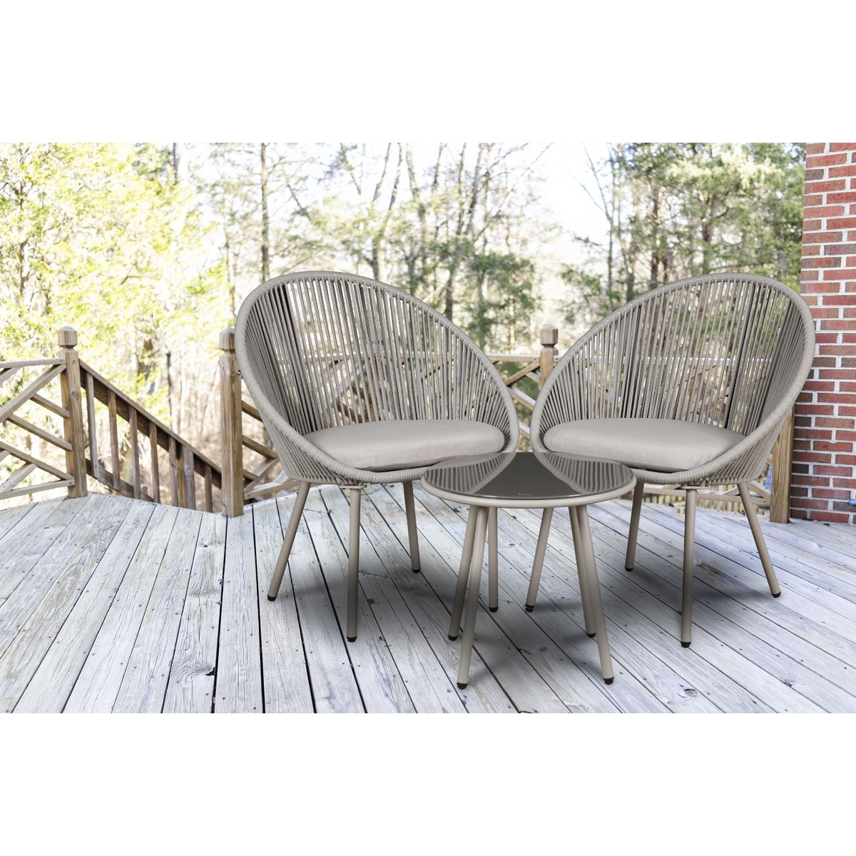 Sealey Dellonda Como 3pc Steel Bistro Set with Tempered Glass Top - DG55 DG55