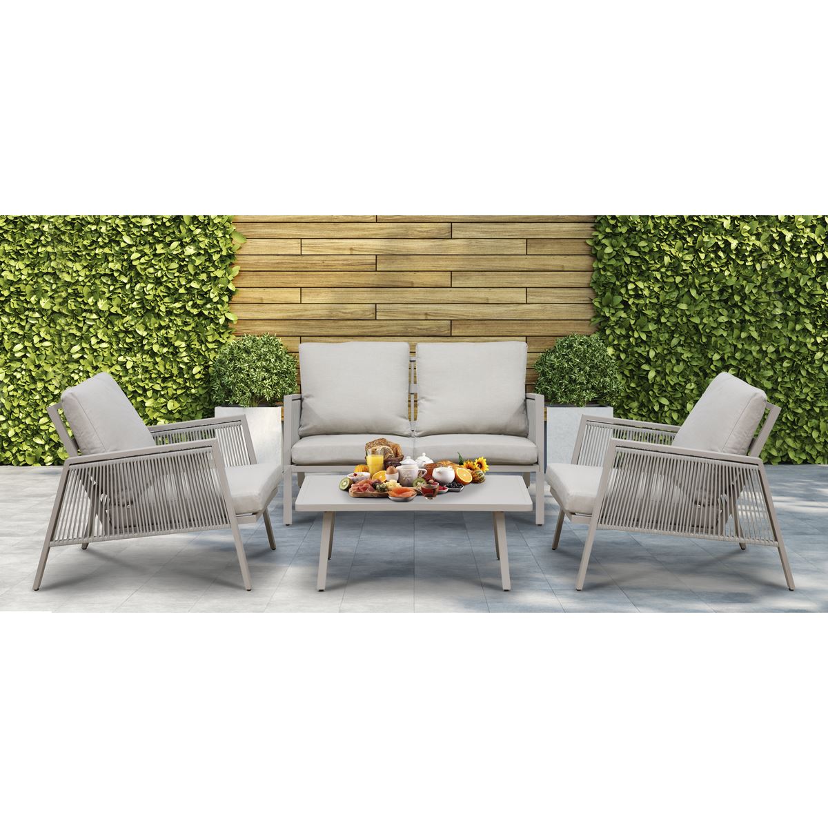 Sealey Dellonda Fusion Aluminium 4-Piece Outdoor Sofa, Arm Chairs & Coffee Table Set DG56