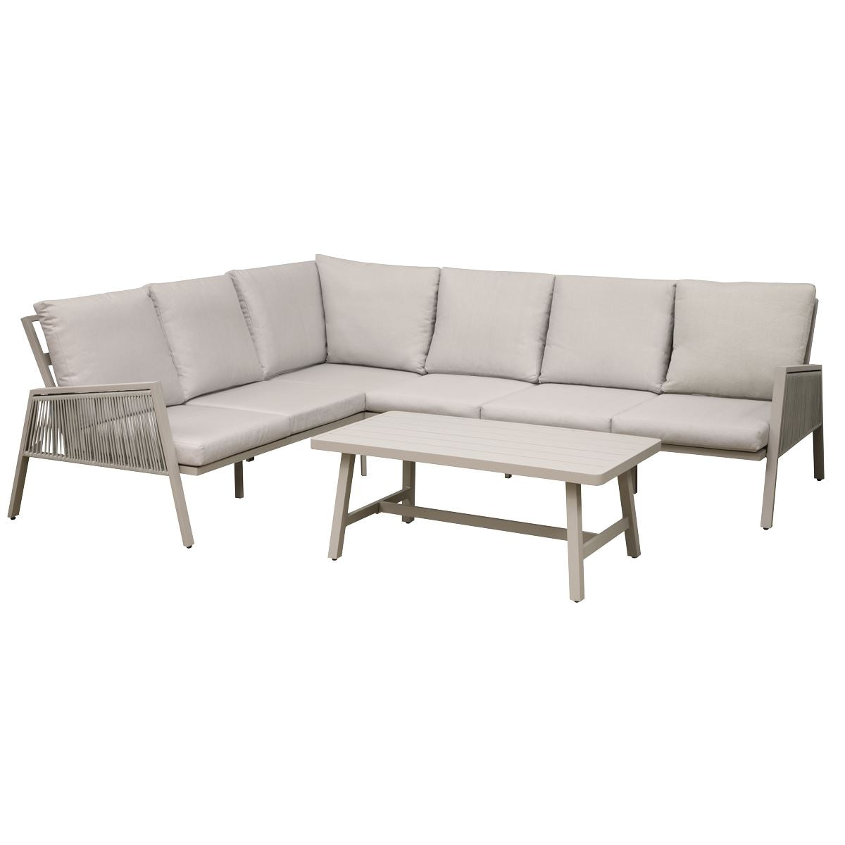 Sealey Dellonda Fusion 4-Piece Outdoor Garden Corner Sofa & Coffee Table Set, Aluminium DG57