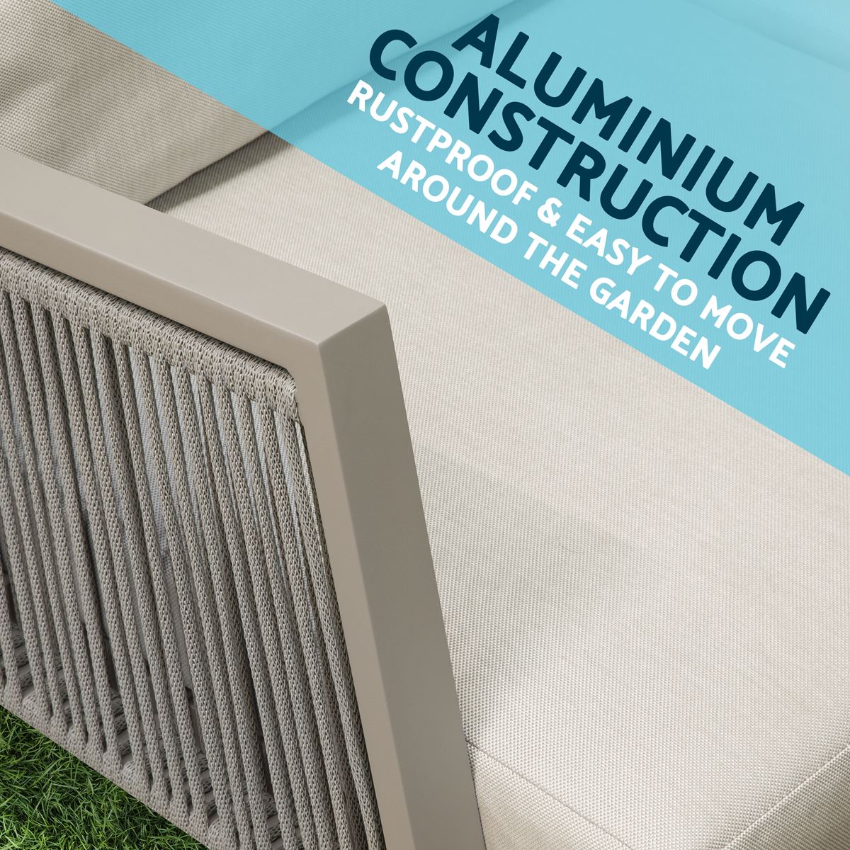 Sealey Dellonda Fusion 4-Piece Outdoor Garden Corner Sofa & Coffee Table Set, Aluminium DG57